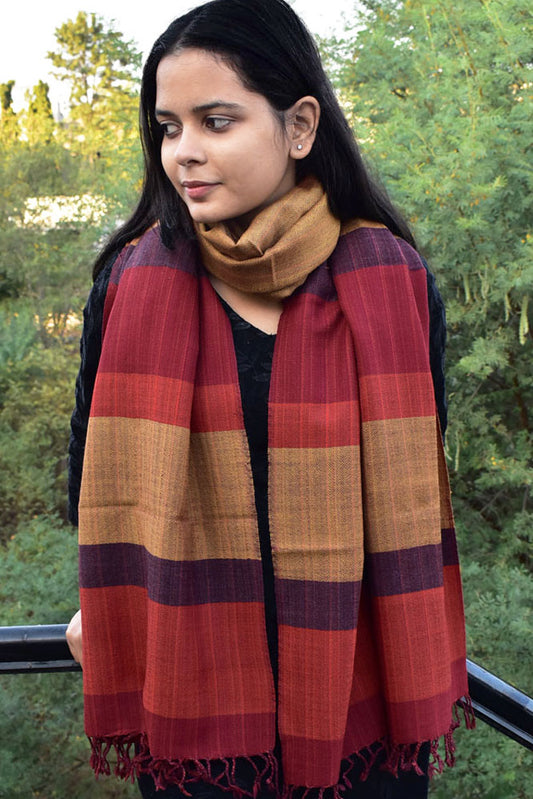 Elegant & Soft, Versatile Handwoven Himalayan Pure Wool Stole / Shawl