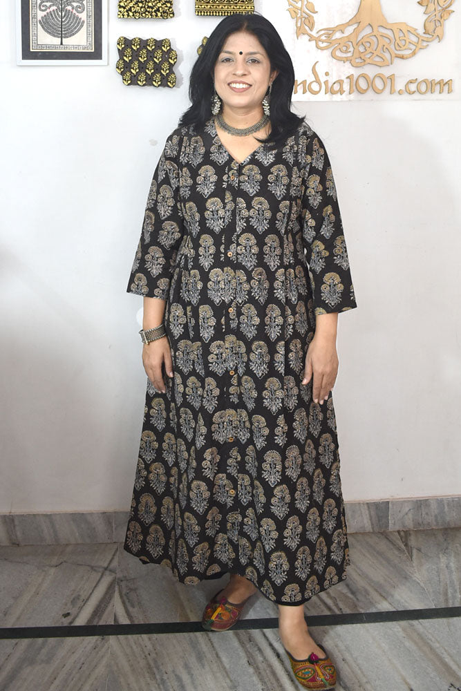 Designer Hand Block Printed Ajrakh cotton Kurta - Size 38 to 48 ( all sizes)