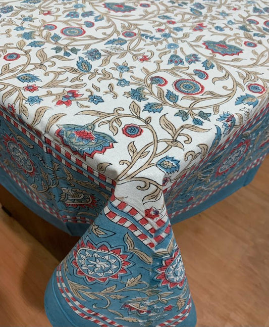 Hand Block Printed Cotton Table Cover  ( Size 60 by 90 inches)