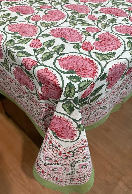 Hand Block Printed Cotton Table Cover  ( Size 60 by 90 inches)