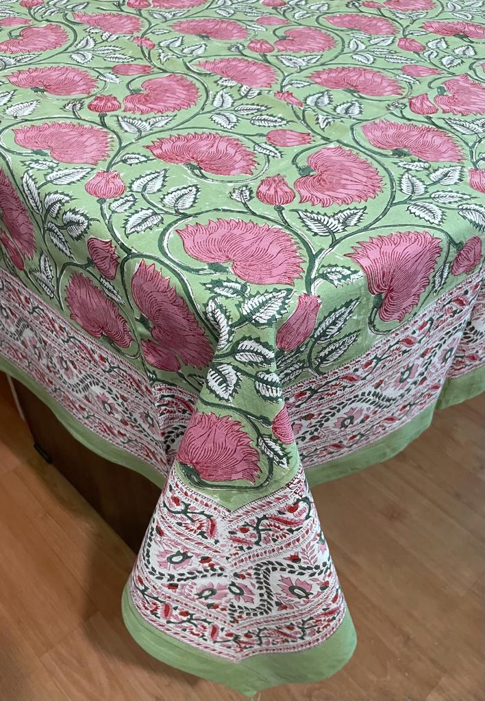Hand Block Printed Cotton Table Cover  ( Size 60 by 90 inches)