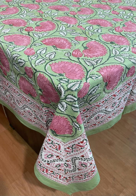 Hand Block Printed Cotton Table Cover  ( Size 60 by 90 inches)