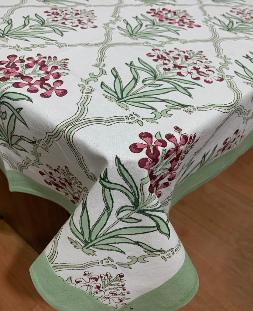 Hand Block Printed Cotton Table Cover  ( Size 60 by 90 inches)