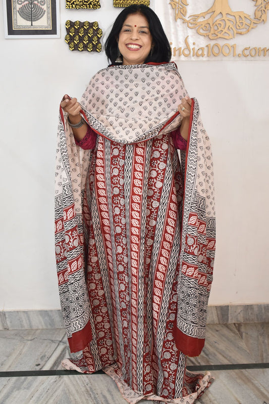 Bagh Hand Block Printed unstitched 3 pc Cotton suit fabric with Placement block print from MP