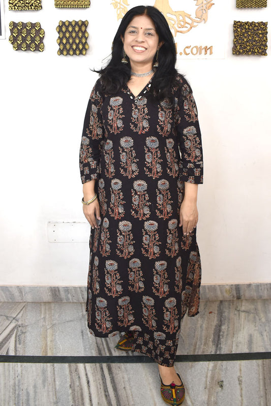 Designer Ajrakh cotton Kurta & Pant With Mirror Work - Size 40 to 44 ( all sizes)