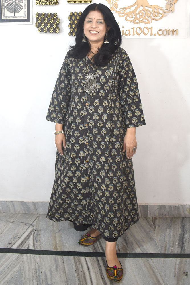 Designer Hand Block Printed Ajrakh cotton Kurta  - Size 38 to 48 ( all sizes)