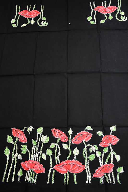 Cotton Blouse fabric with Hand Nakkshi Kantha work