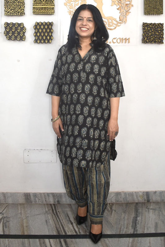 Elegant Hand Block Printed Cotton Set Kurta & Pant