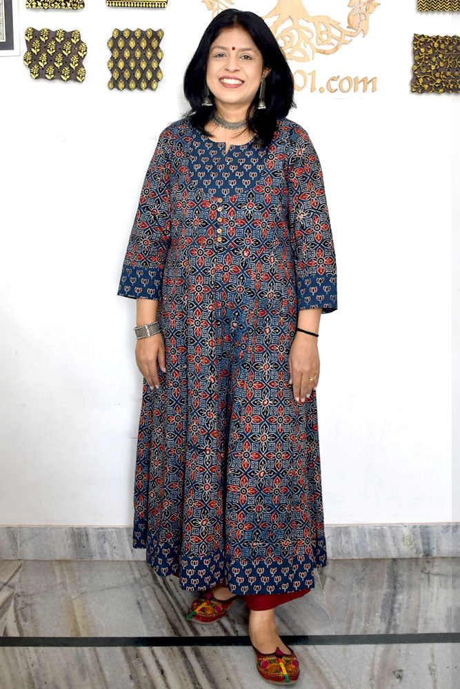 Designer Hand Block Printed Ajrakh cotton Kurta