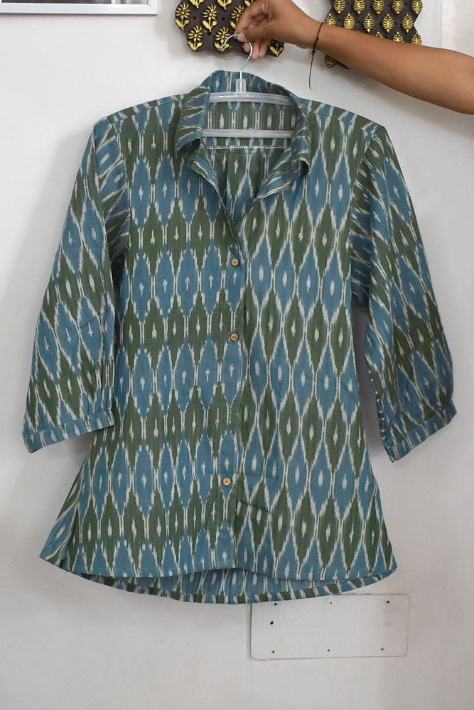 Designer Handwoven Ikkat pure cotton Shirt - Size 38 to 46 ( all sizes)