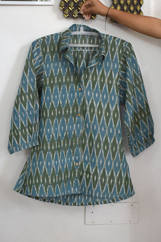 Designer Handwoven Ikkat pure cotton Shirt - Size 38 to 46 ( all sizes)