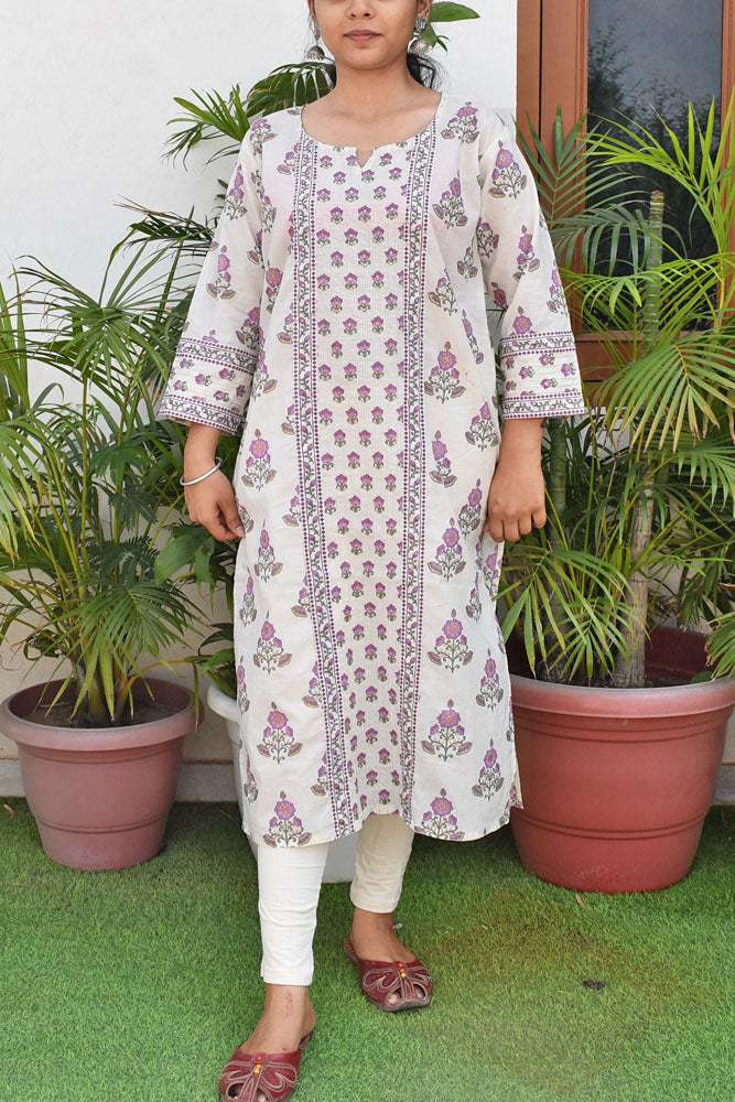 Beautiful Cotton Kurta with Tagai & Aari work & Embroidered Sequins  Size -  42, 44