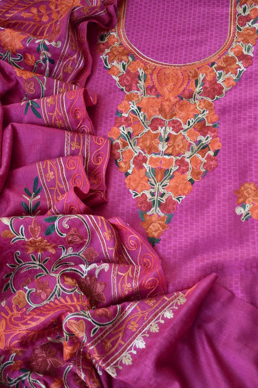 Beautiful woolen suit with Embroidery & Embroidered Woolen Stole