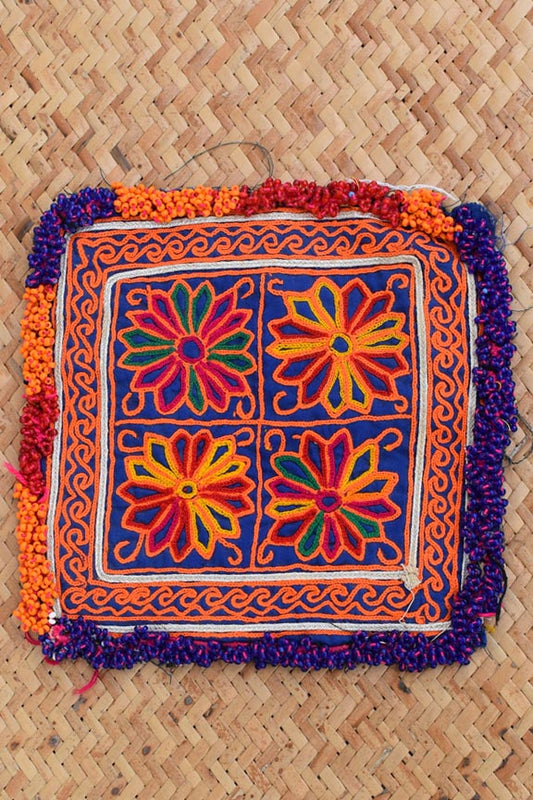 Authentic Vintage Hand Embroidered Banjara Afghani Tribal Patch with bead work