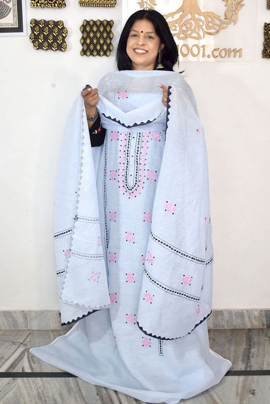 Elegant Kota Kurta & Dupatta set with Hand done Heavy Phool patti work & Cotton Bottom