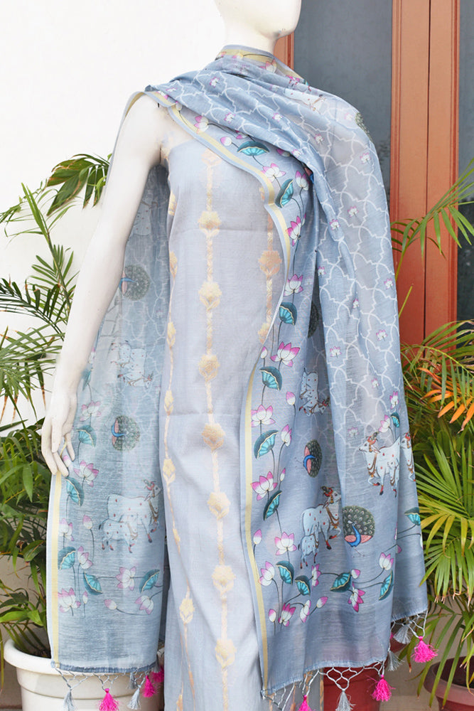 Beautiful Silk cotton Suit with Pichwai inspired Digital print dupatta