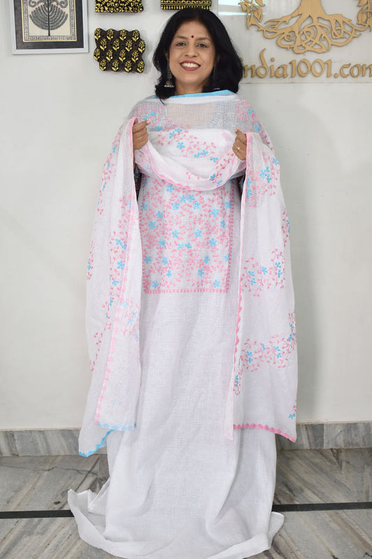 Elegant Kota Kurta & Dupatta set with Hand done Heavy Phool patti work & Cotton Bottom