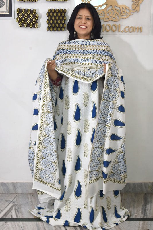 Bagh Hand Block Printed unstitched 3 pc Cotton suit fabric from MP
