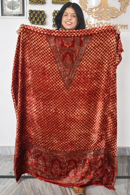 Ajrakh Velvet kurta fabric