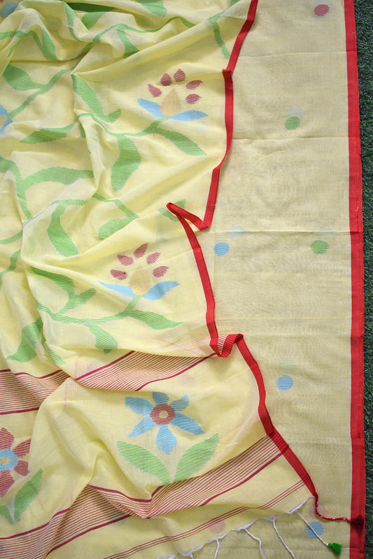 Kalakriti : Beautiful Hand Woven Soft Cotton Jamdani Kurta Fabric & Heavy Woven Dupatta set