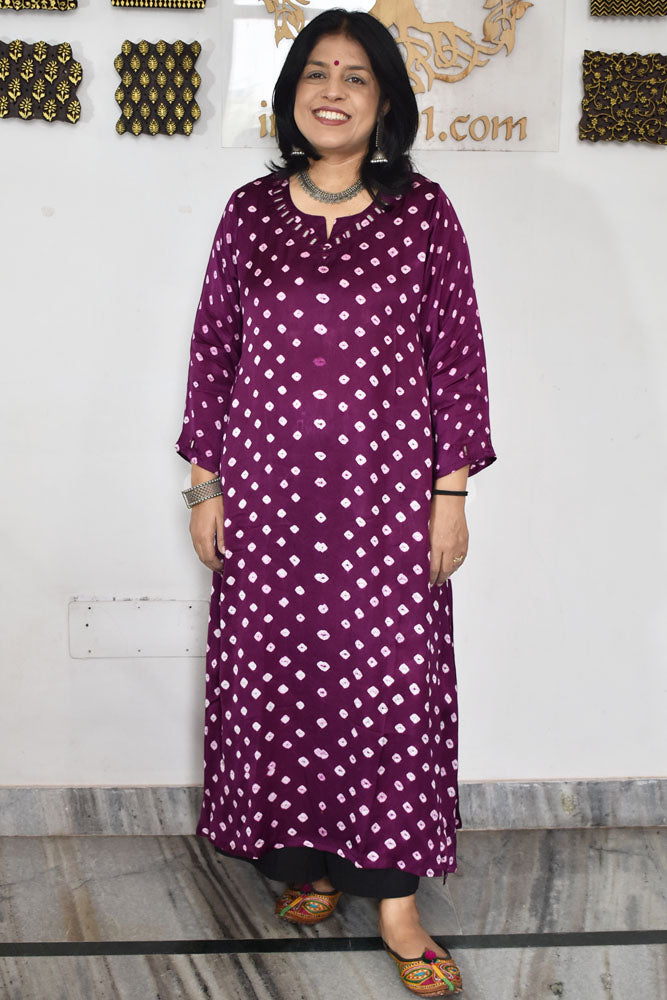 Beautiful Ajrakh Modal Silk Kurta with Kutch Mirror Work size - 38 - 48