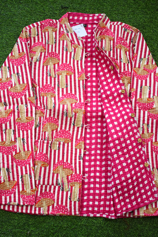 Block Print Quilted Reversible cotton jacket - Size  36-46