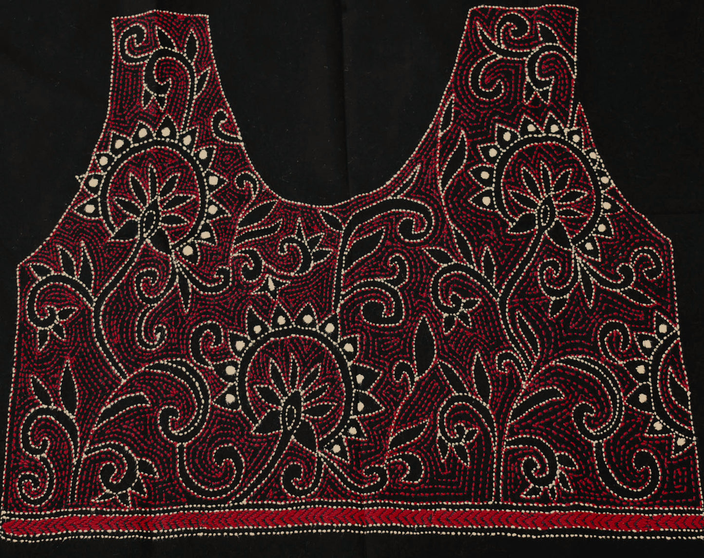 Cotton Blouse fabric with Hand Nakkshi Kantha work