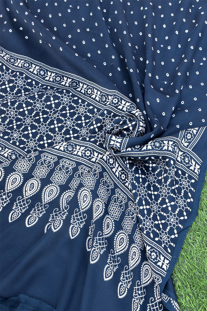 Elegant Modal Silk Dupatta with  Bandhani Print & Foil Mirror Work