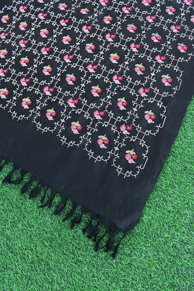 Elegant Pure Tussar Silk Dupatta with All over Intricate Embroidery