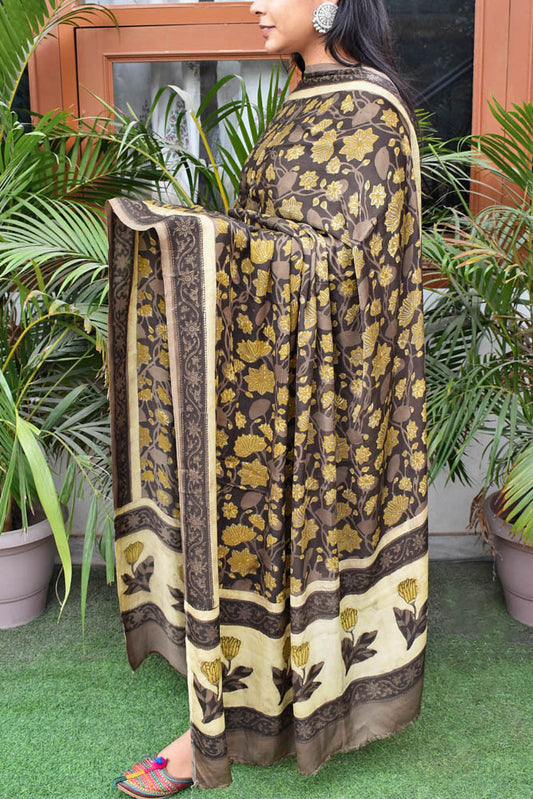 Elegant Modal Silk Vanaspathi Ajrakh Block Print Dupatta