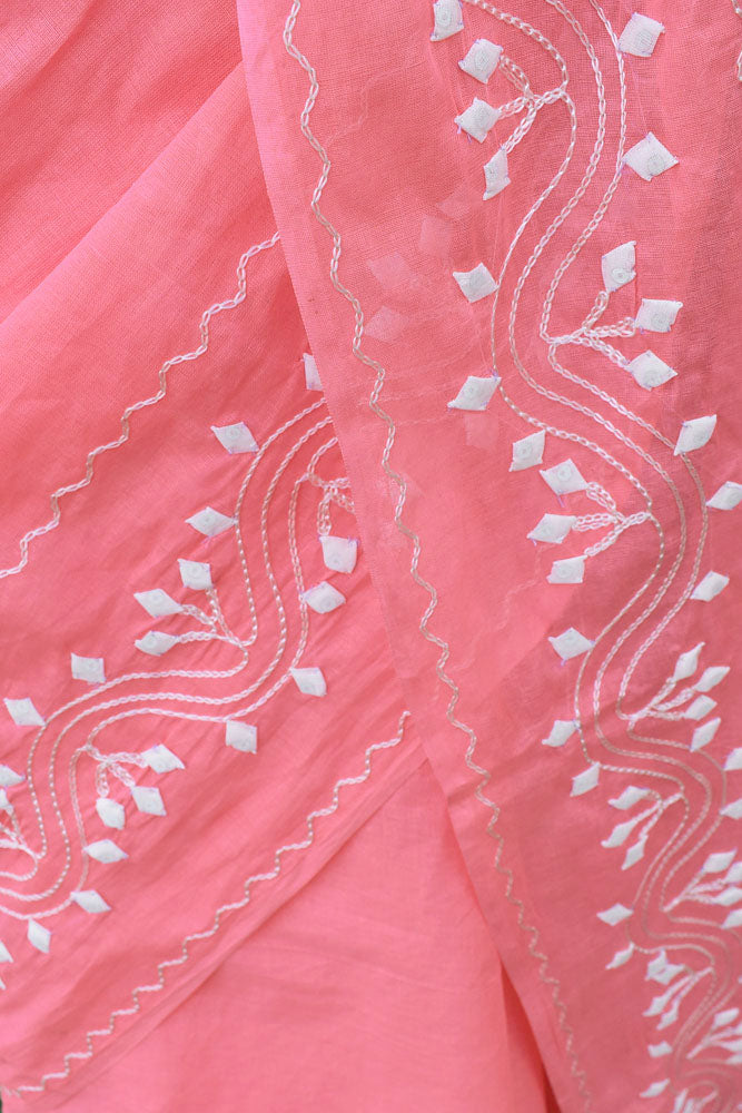 Elegant Soft  Organdy saree with Hand Applique Phool Patti Work