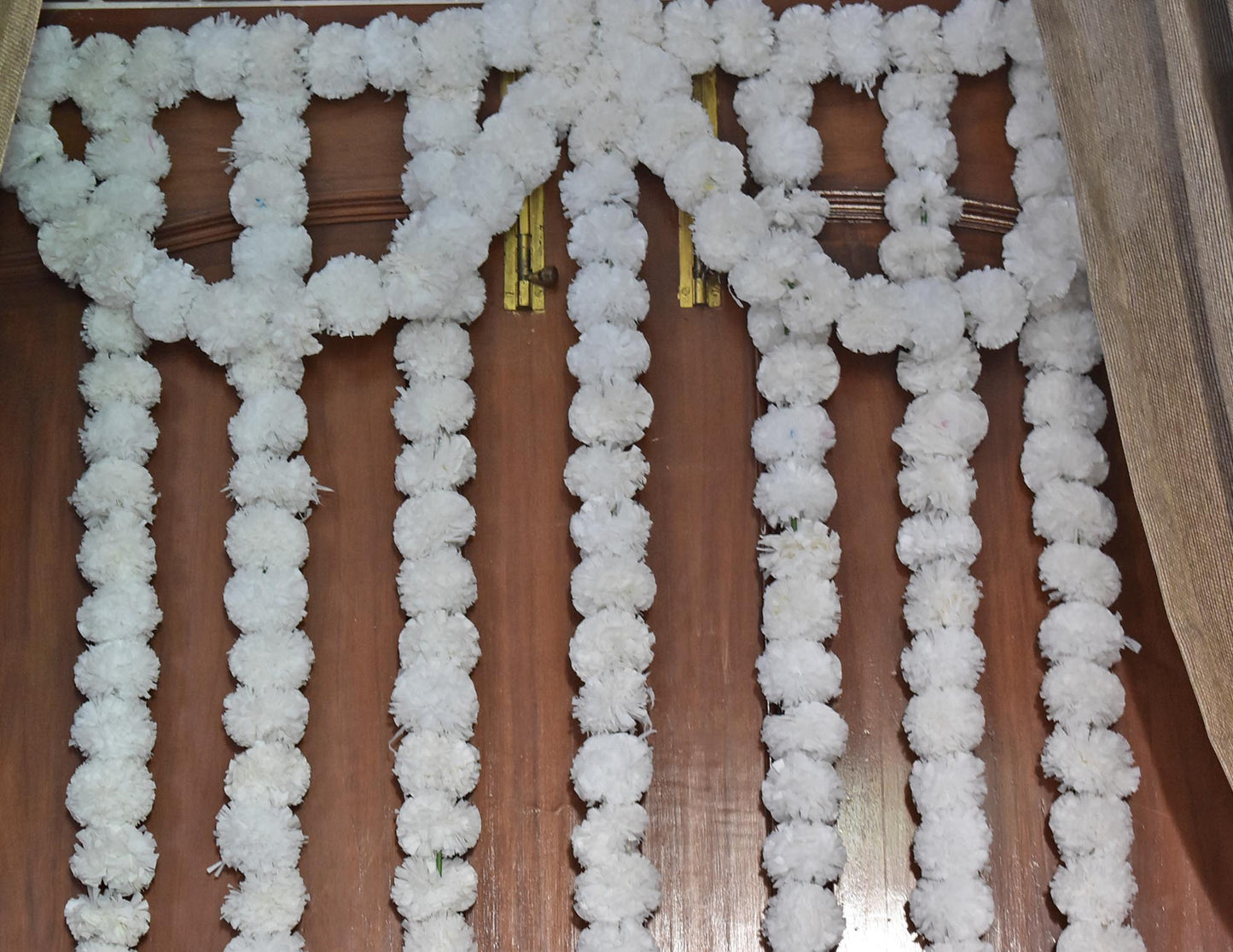 Pack of 5 - Artificial Marigold Flower Garland strings - 4.5 ft + (white )