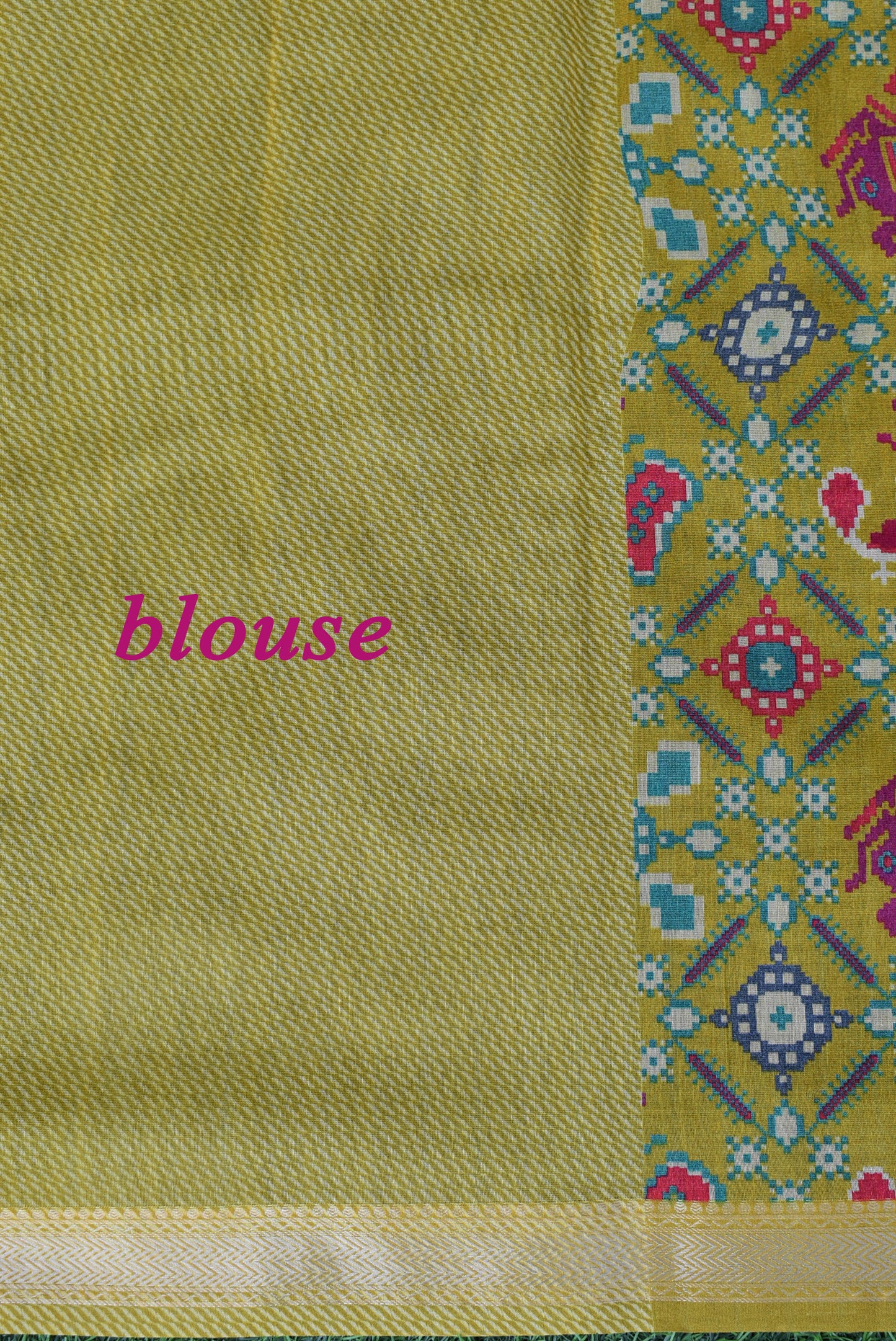 Beautiful Banarasi cotton silk saree with woven border and Digital print