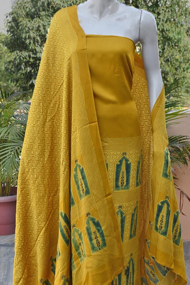 Elegant Ajrakh Modal Kurta and Dupatta Set with placement design & tassels