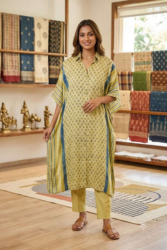 Beautiful Ajrakh Modal Silk Kaftan