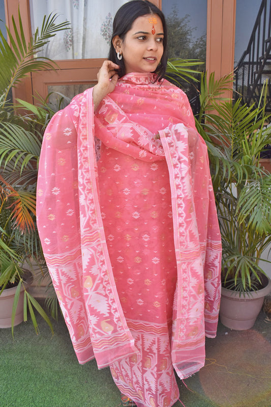 Beautiful Hand Woven Blended Cotton Jamdani Set