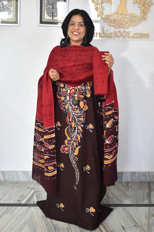 Beautiful Batik Cotton Unstitched suit fabric