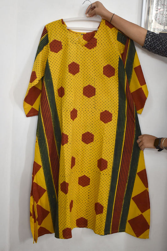 Beautiful Ajrakh Hand Block Printed Cotton Kurta (Size-44)