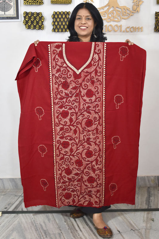 Hand Embroidered Kantha work cotton fabric - (Length 2.8 mtrs )