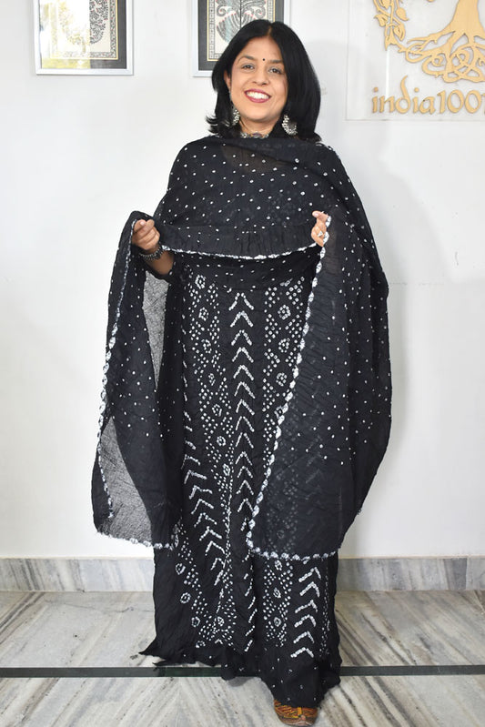Tie & Dye Kutch Bandhani 3 pc Cotton Unstitched Suit