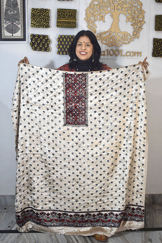 Ajrakh Velvet kurta fabric