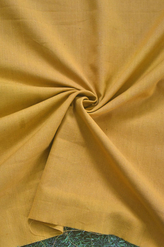 Handwoven cotton fabric - Mustard color
