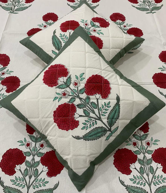 Hand Block Printed Cotton Cushion Cover (16 by 16 - Set of 5 cushion covers )