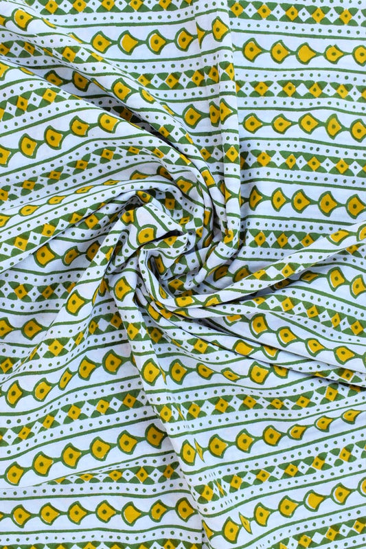 Beautiful Hand Block Printed Running Cotton Fabric ( 2.5 mtrs cut)