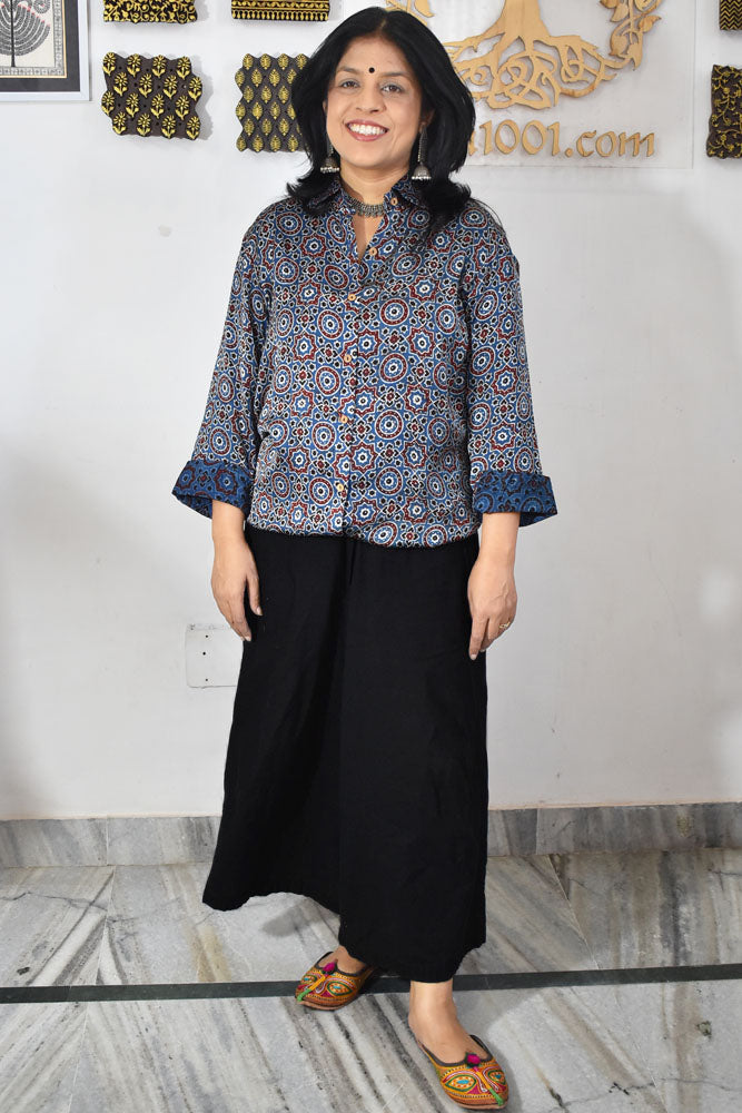 Beautiful Ajrakh Modal Silk Shirt size - 38 - 46