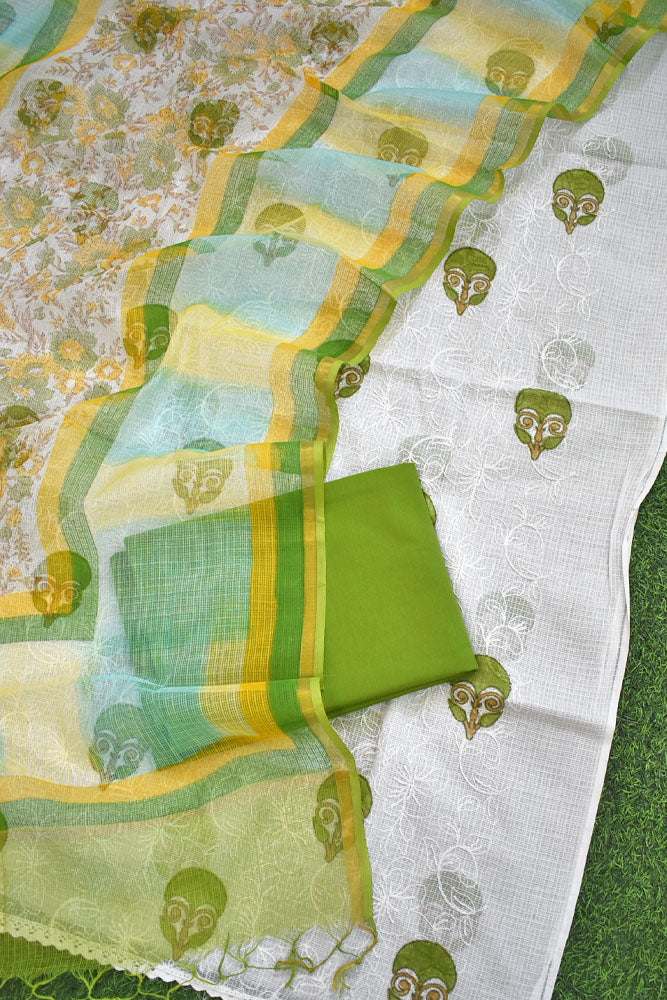 Elegant Kota cotton suit with tepchi work & Hand block print