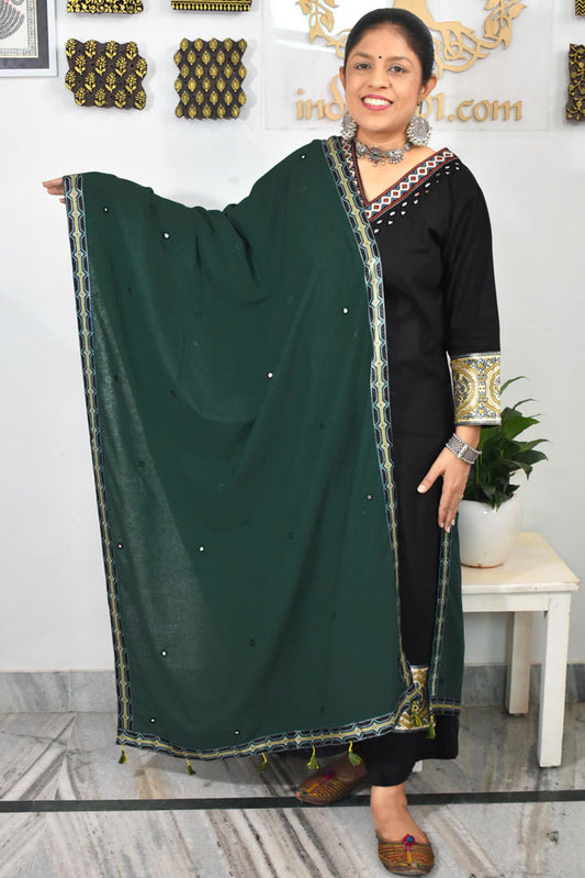 Beautiful Cotton Dupatta With Mirror Works