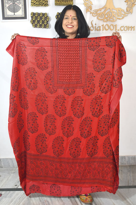 Designer Modal Silk Bagh Hand Block Print  Kurta Fabric - 2.5 mtrs cut