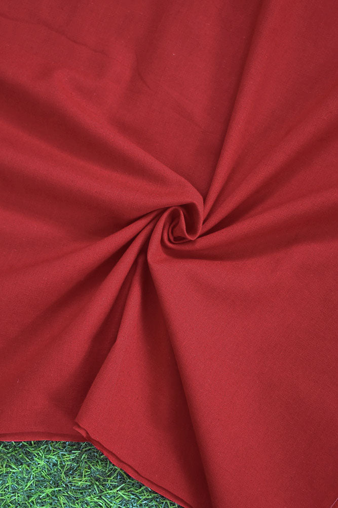 Handwoven cotton fabric - Red color