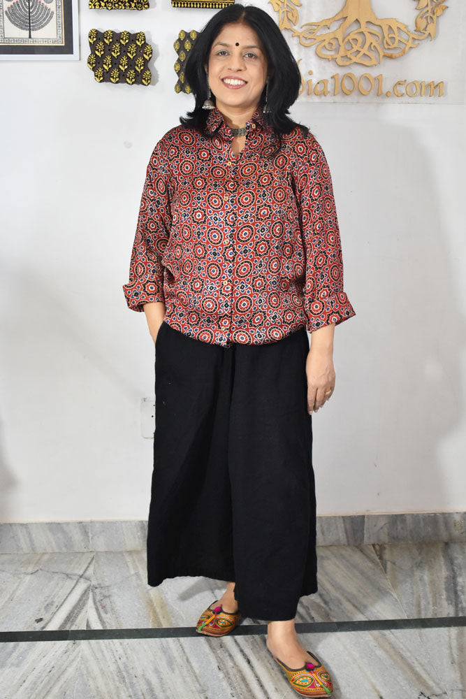 Beautiful Ajrakh Modal Silk Shirt size - 38 - 46